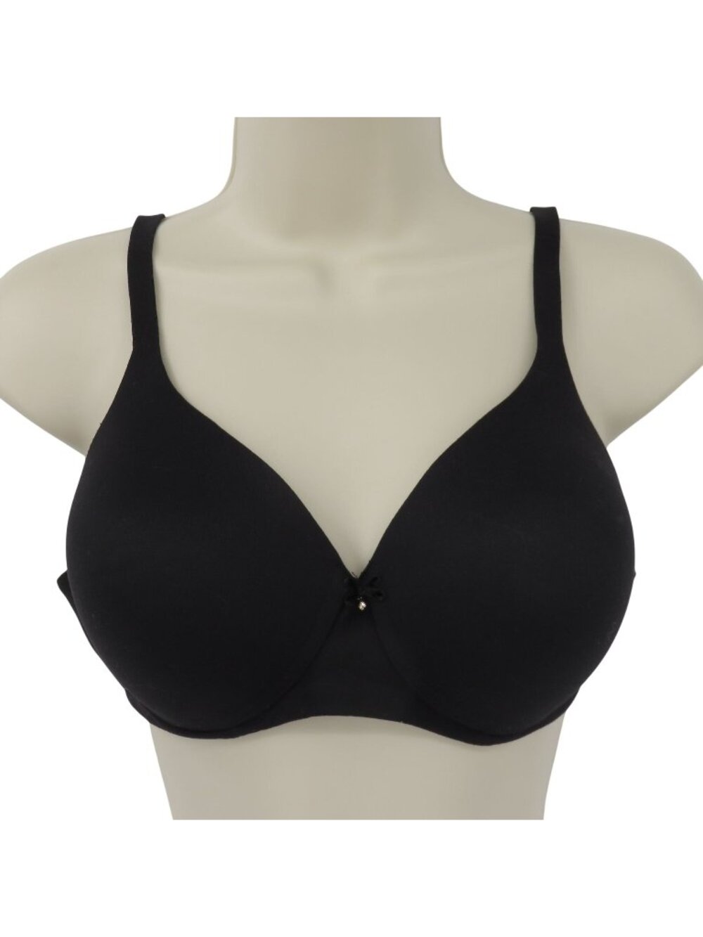 Soma 34D Embraceable Wireless Bra Solid Black Wire Free Lined Rhinestone Bow